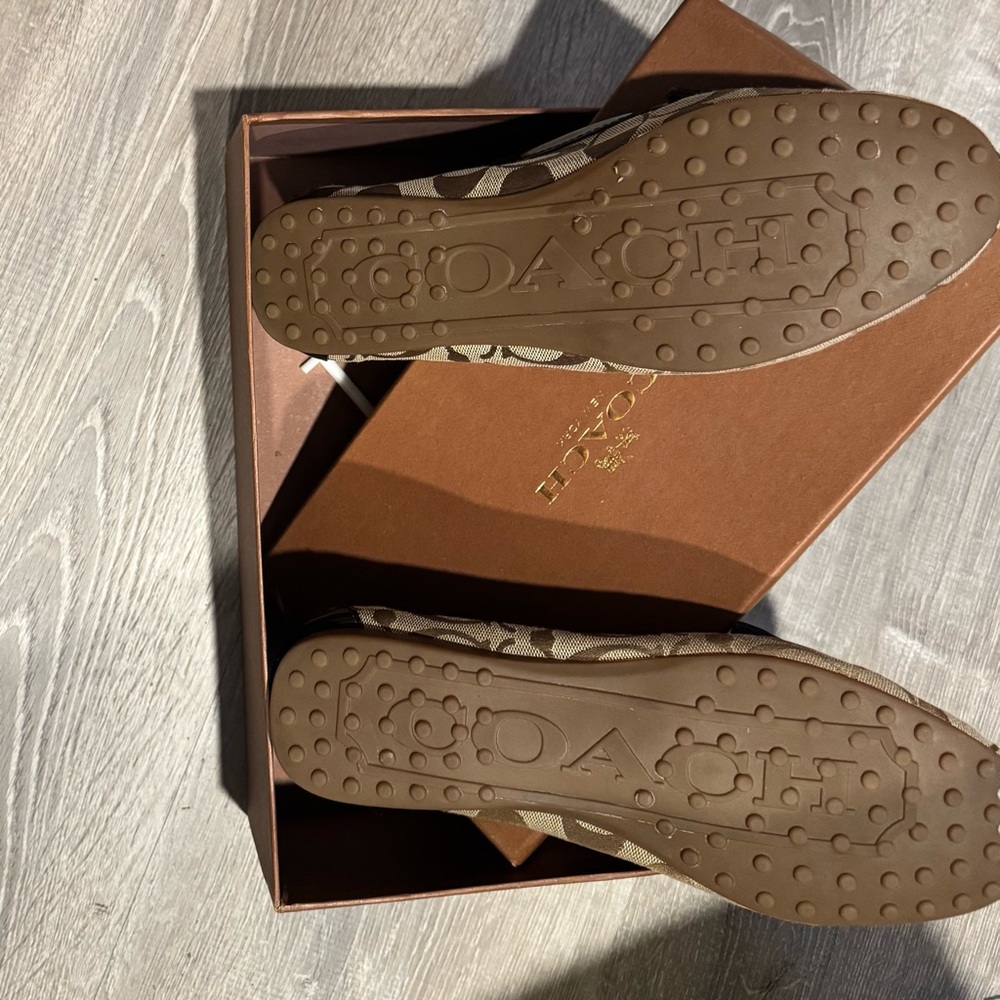Coach Signature Canvas and Brown Leather Loafers - Picture 2 of 4
